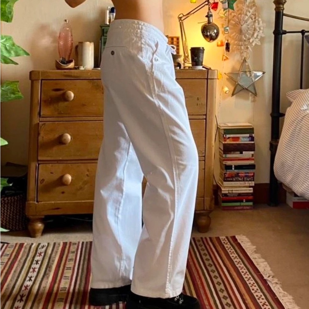 White Linen Wide Leg Trousers